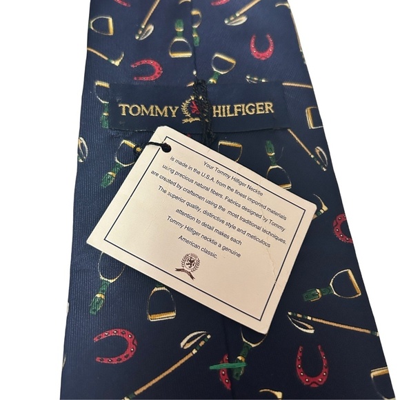 Tommy Hilfiger Neck Tie 100% Silk Equestrian Polo Printed in Italy Made USA Y2K - Picture 7 of 11